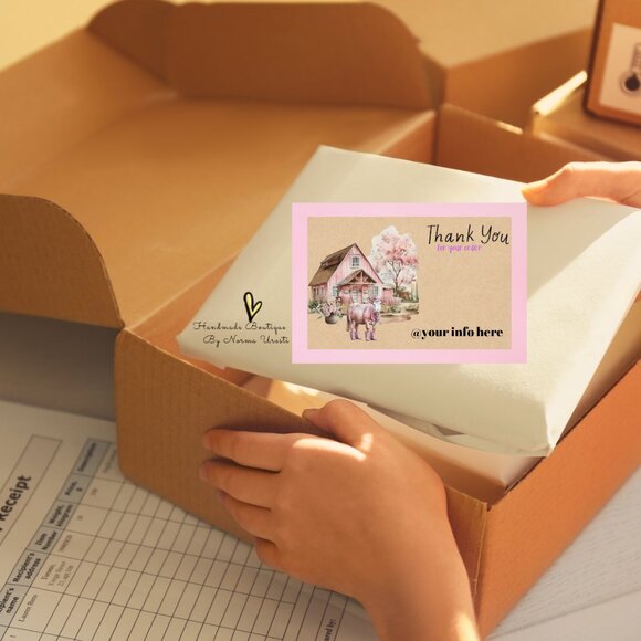 1x  Cowgirl Pink DESIGN Thank You CARD - Picture 2 of 7